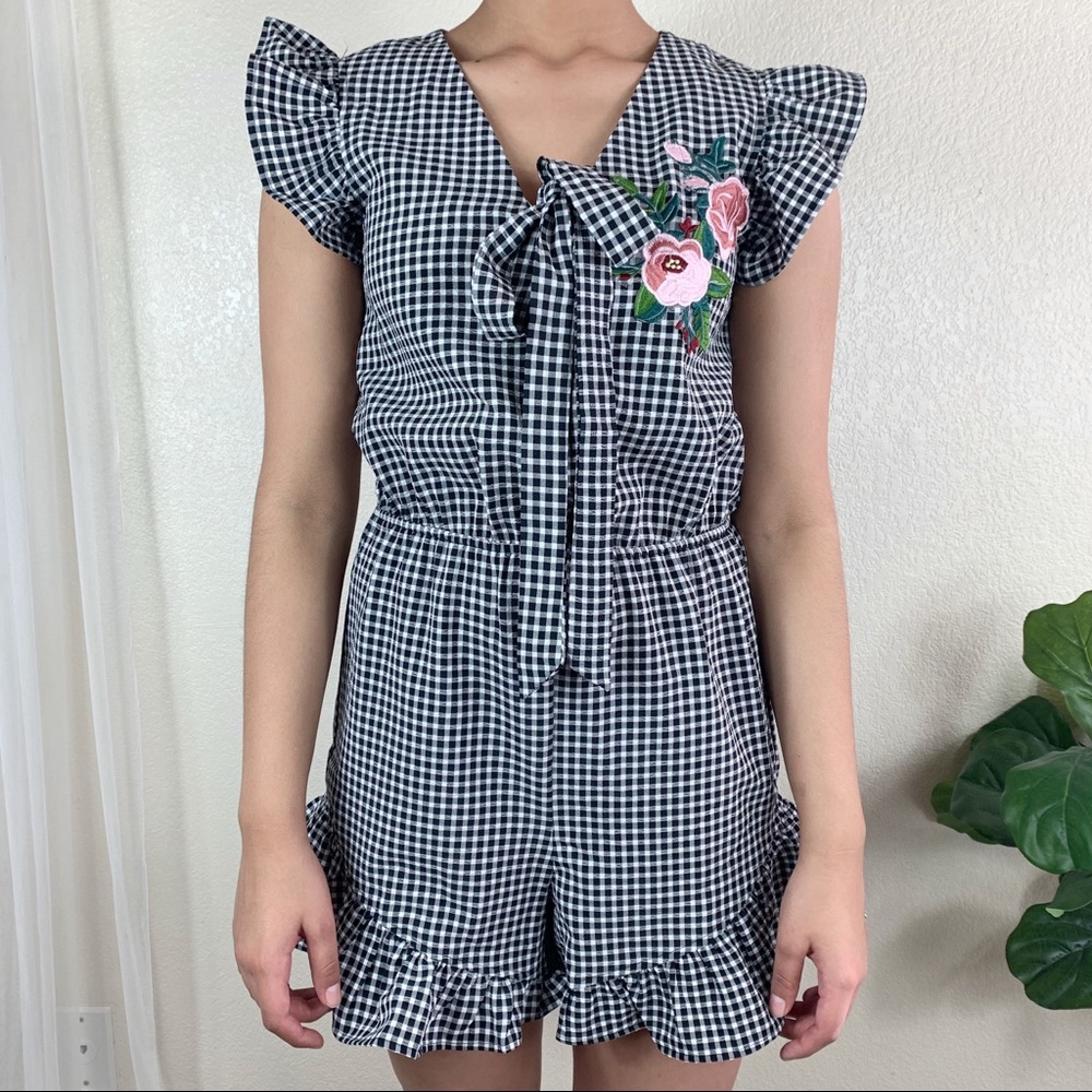 After Market Gingham Ruffle Romper